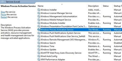 Windows process activation service не стартует