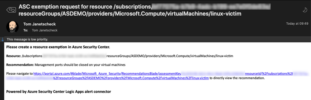 Figure 5 – content of the request email