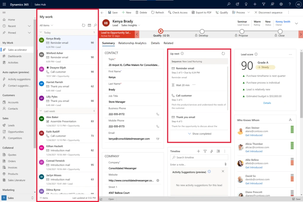 Enable digital selling with the sales accelerator in Dynamics 365 Sales