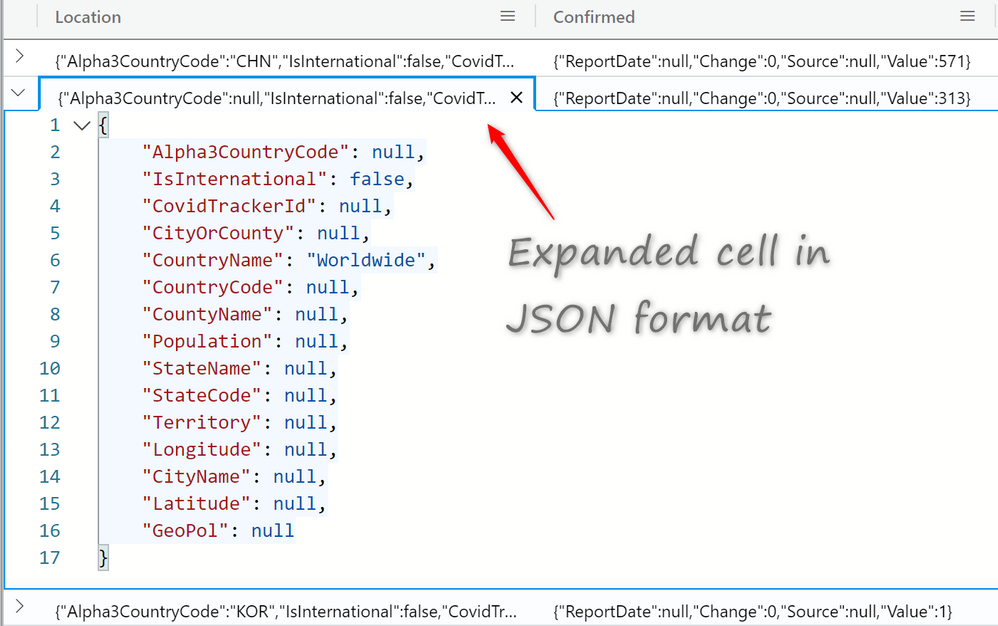 Spotlight on the ADX Web Explorer query results grid