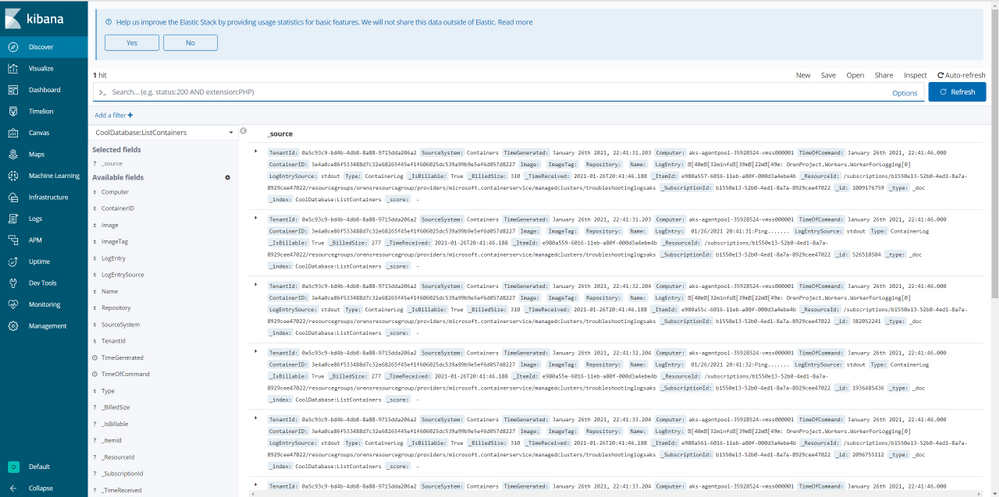 View and query Log Analytics with Kibana and Azure Data Explorer