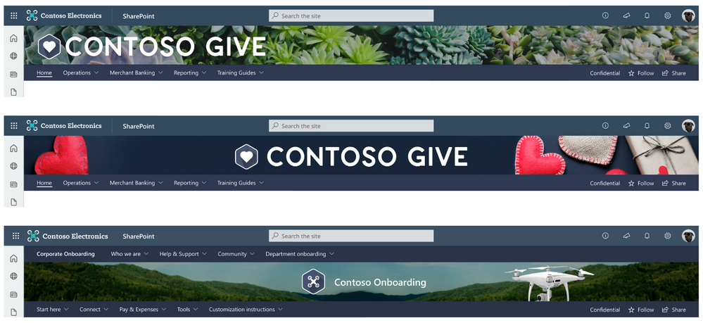 Brand photography samples SharePoint extended site header