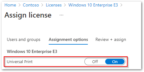 Universal Print enable license.