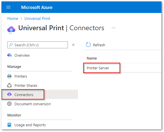 UP Connector on Azure Portal.