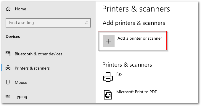 Add Printer or Scanner.