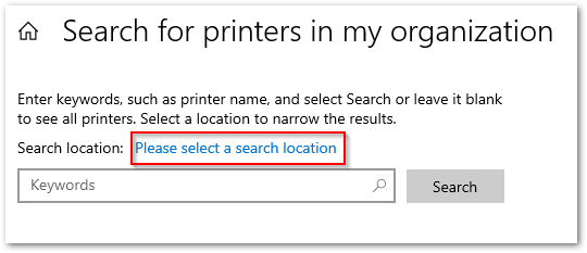 Search Printer Location.