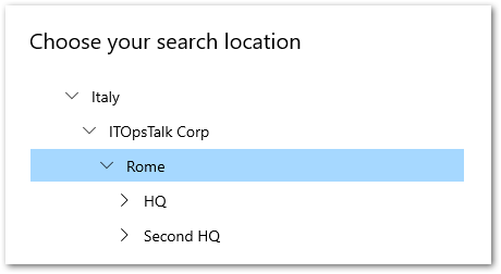 Search Location Hierarchy.