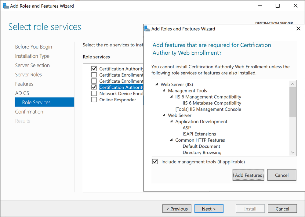 Windows Server 2019 Add Role Services