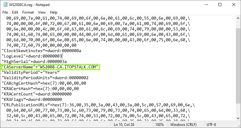 Modify registry file