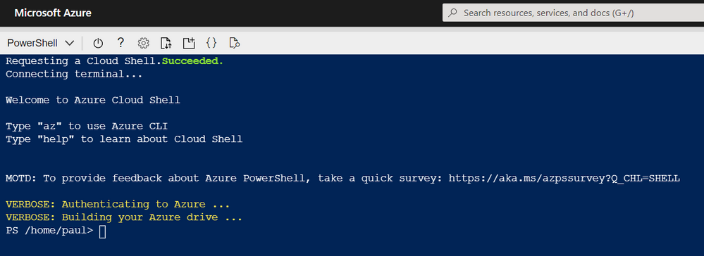 Azure Shell - Setup Complete