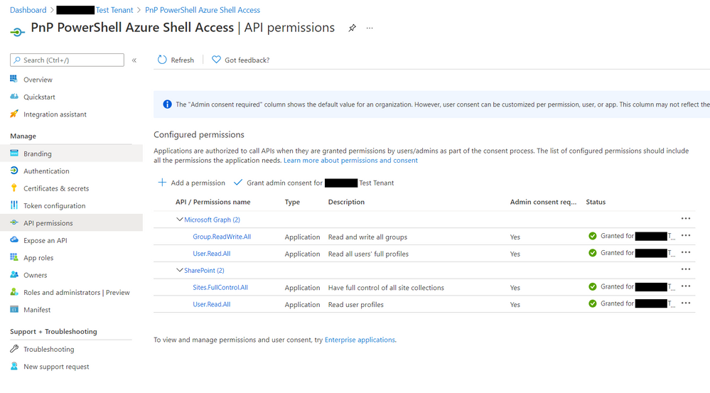 Azure App - API permissions