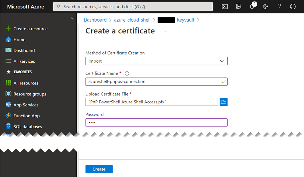 Azure Key Vault - Upload Certificate