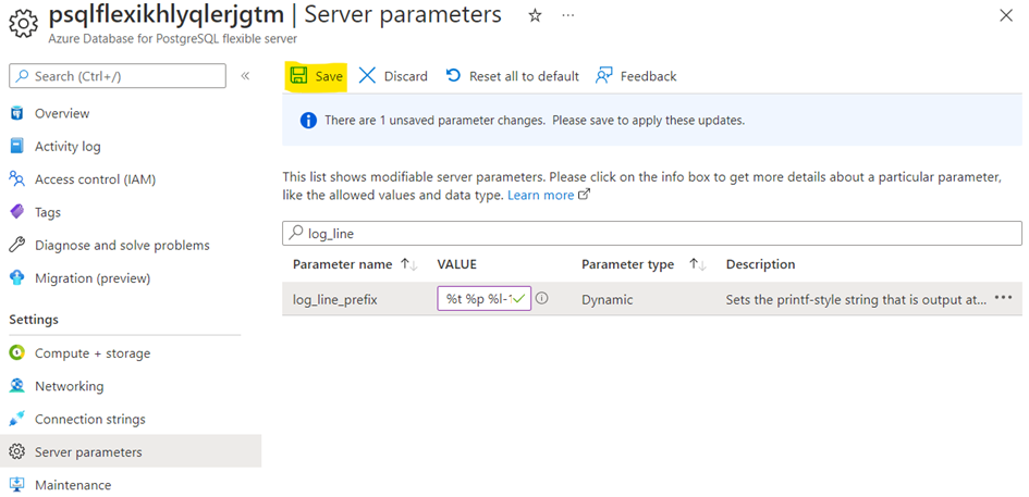 Save changed Postgres parameters