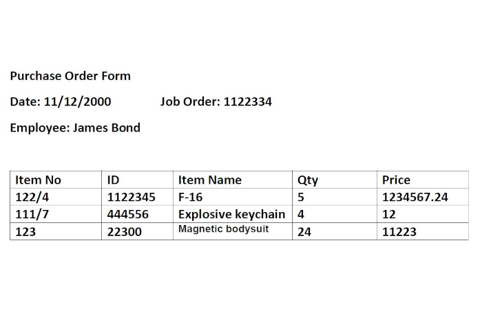 Extracting Table data from documents into an Excel Spreadsheet