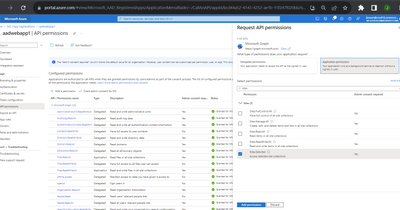 Develop Applications that use Sites.Selected permissions for SPO sites.