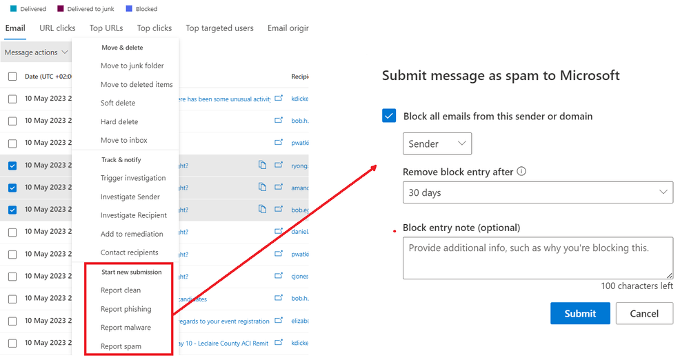 Figure 6: Submit file to Microsoft for analysis using Threat Explorer