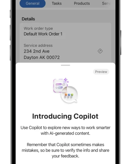 Experience the power of Copilot in Dynamics 365 Field Service in the mobile application