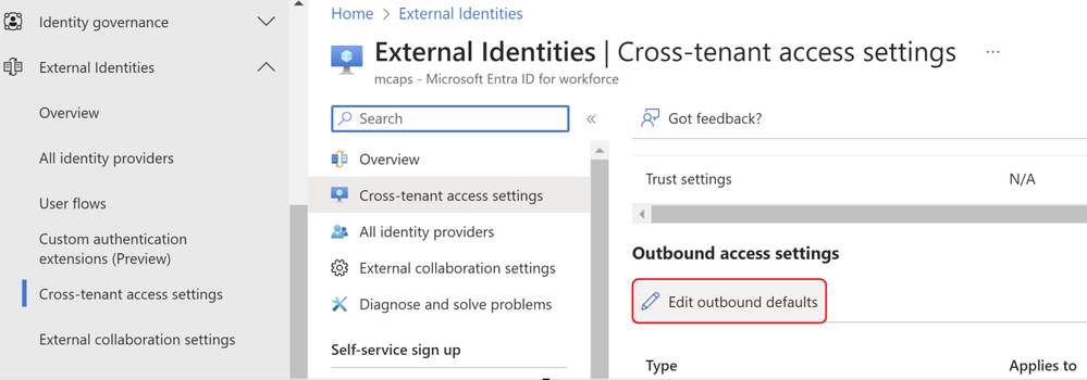 Figure 5: Outbound defaults