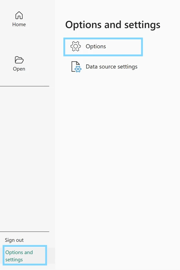 Options and settings for schematic model using Power BI desktop